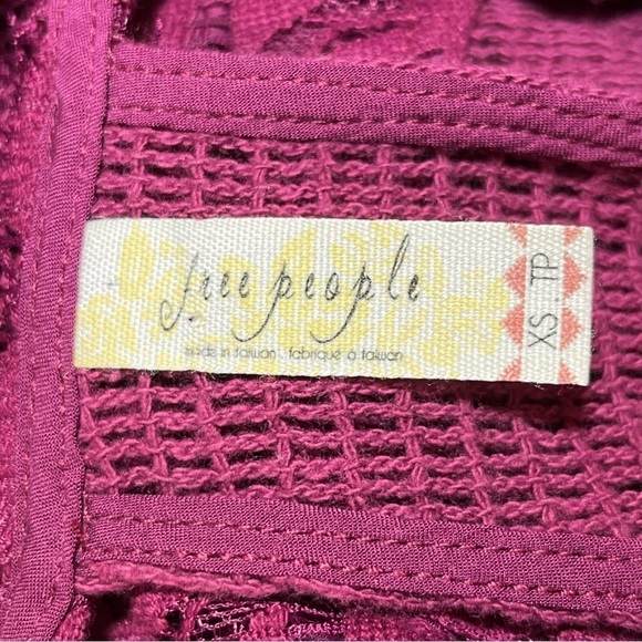 Free People Tunic Lace Tank Babydoll Dress Womens XS Maroon Lined - Picture 5 of 12